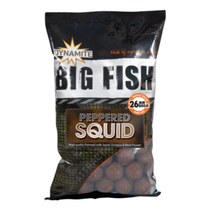 PEPPERED SQUID BOILIES 26MM 1KG