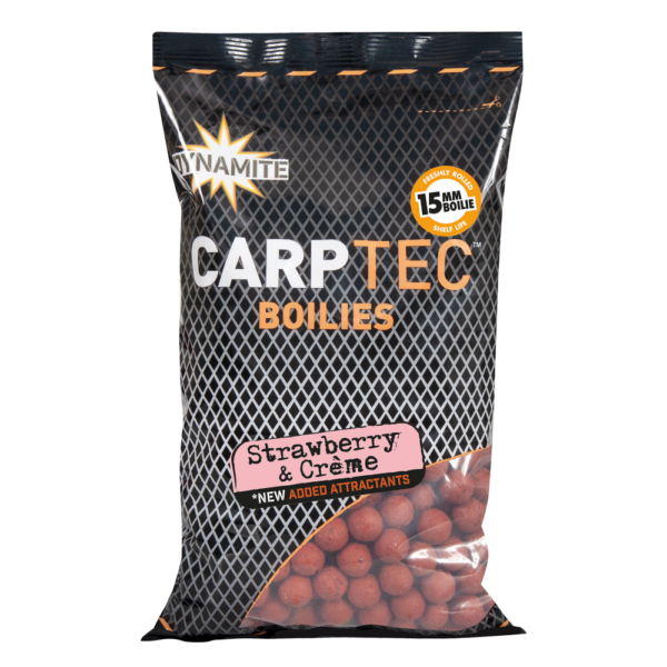 CARPTEC STRAWBERRY & CREME BOILIES 15MM 900G